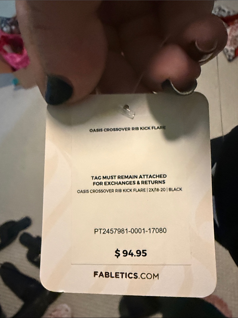 Fabletics Black Oasis Crossover Rib Kick Flare Tag